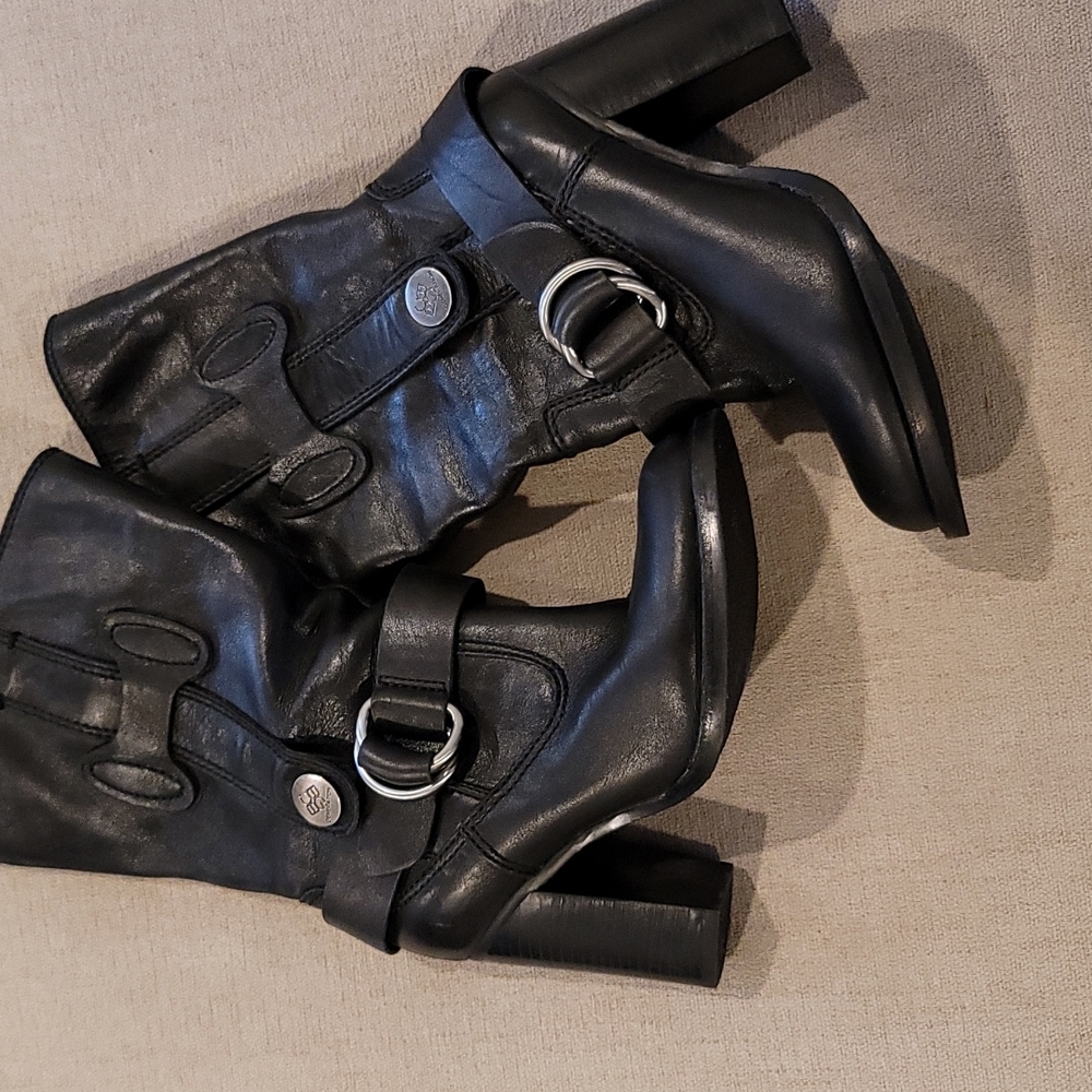 Black Heel Moto Boots Size 9.0